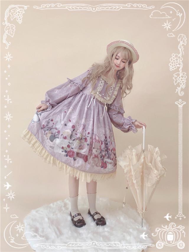 ゴシックロリータワンピース薔薇レース緑プリーツ編み上げバラゴスロリータ